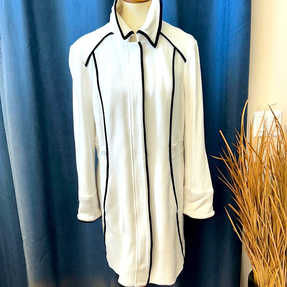 INC International Concepts Contrast Piping Zip Jacket Off-White Tailored Coat XL